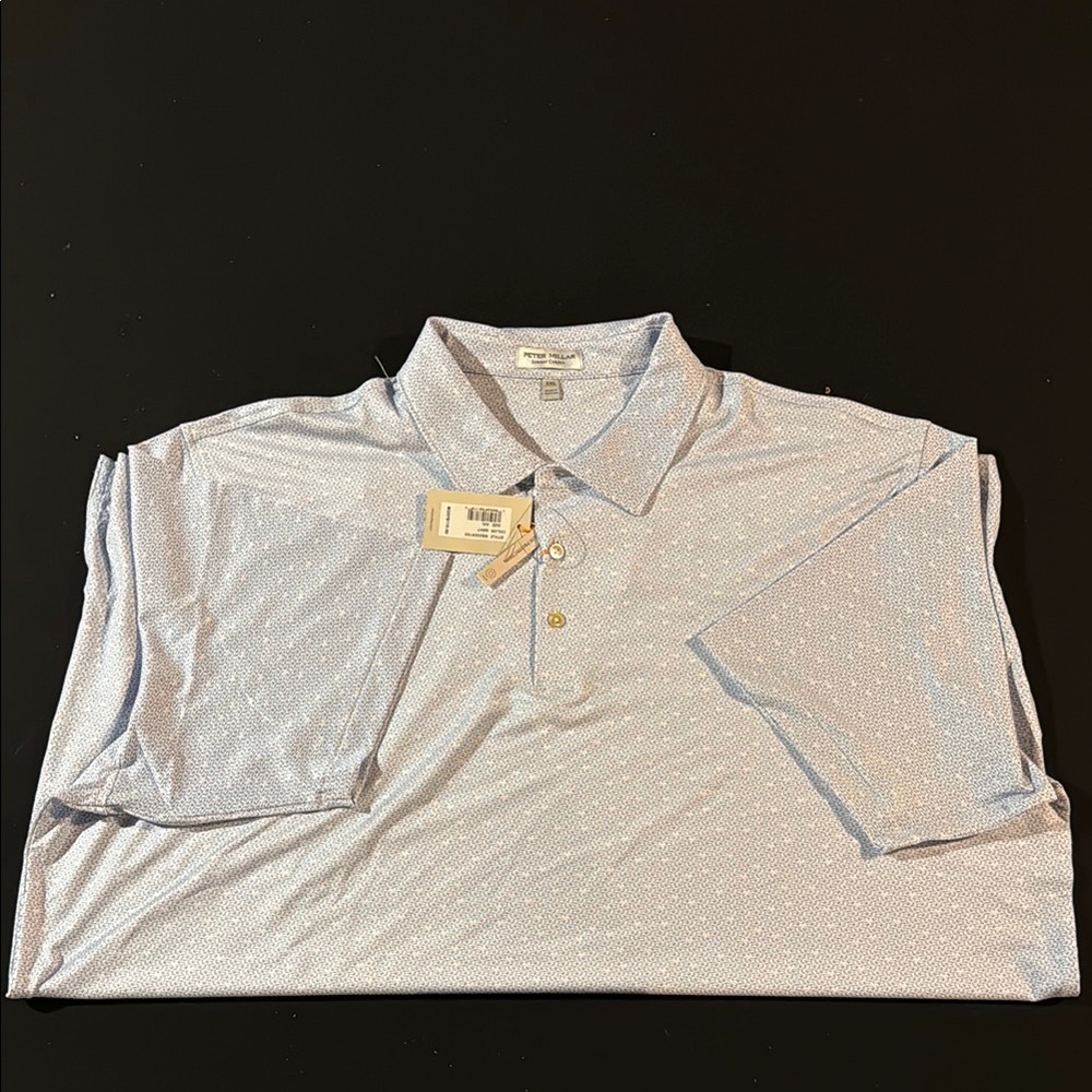 Peter Millar Light Blue Polo with Micro Car Dot Pattern-